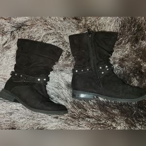 Size 11 Girls Knee length boots with silver stars- LIKE NEW
